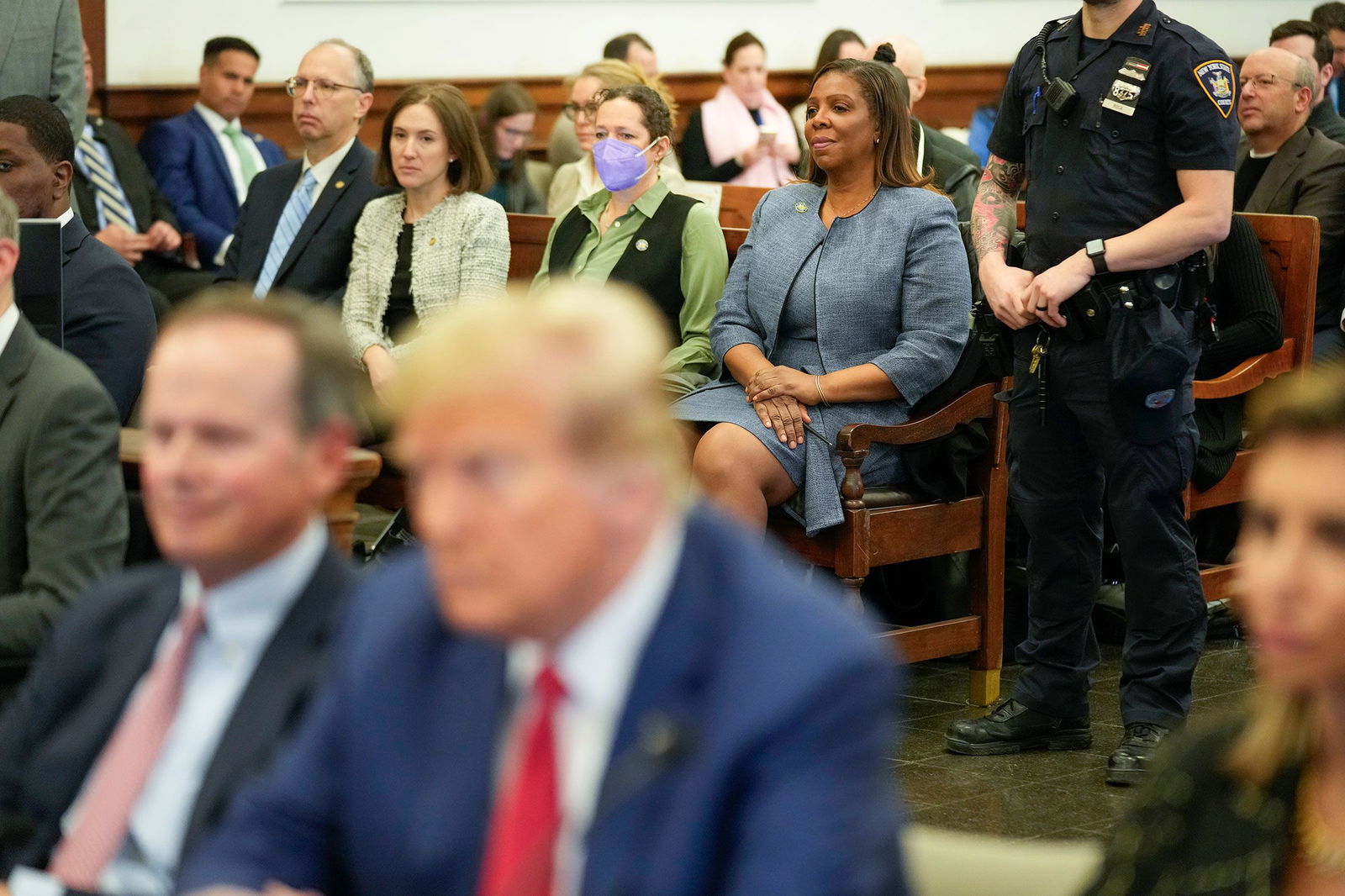 <i>Seth Wenig/Pool/Getty Images/File via CNN Newsource</i><br/>New York Attorney General Letitia James sits in the courtroom during Donald Trump's civil fraud trial at New York Supreme Court on January 11