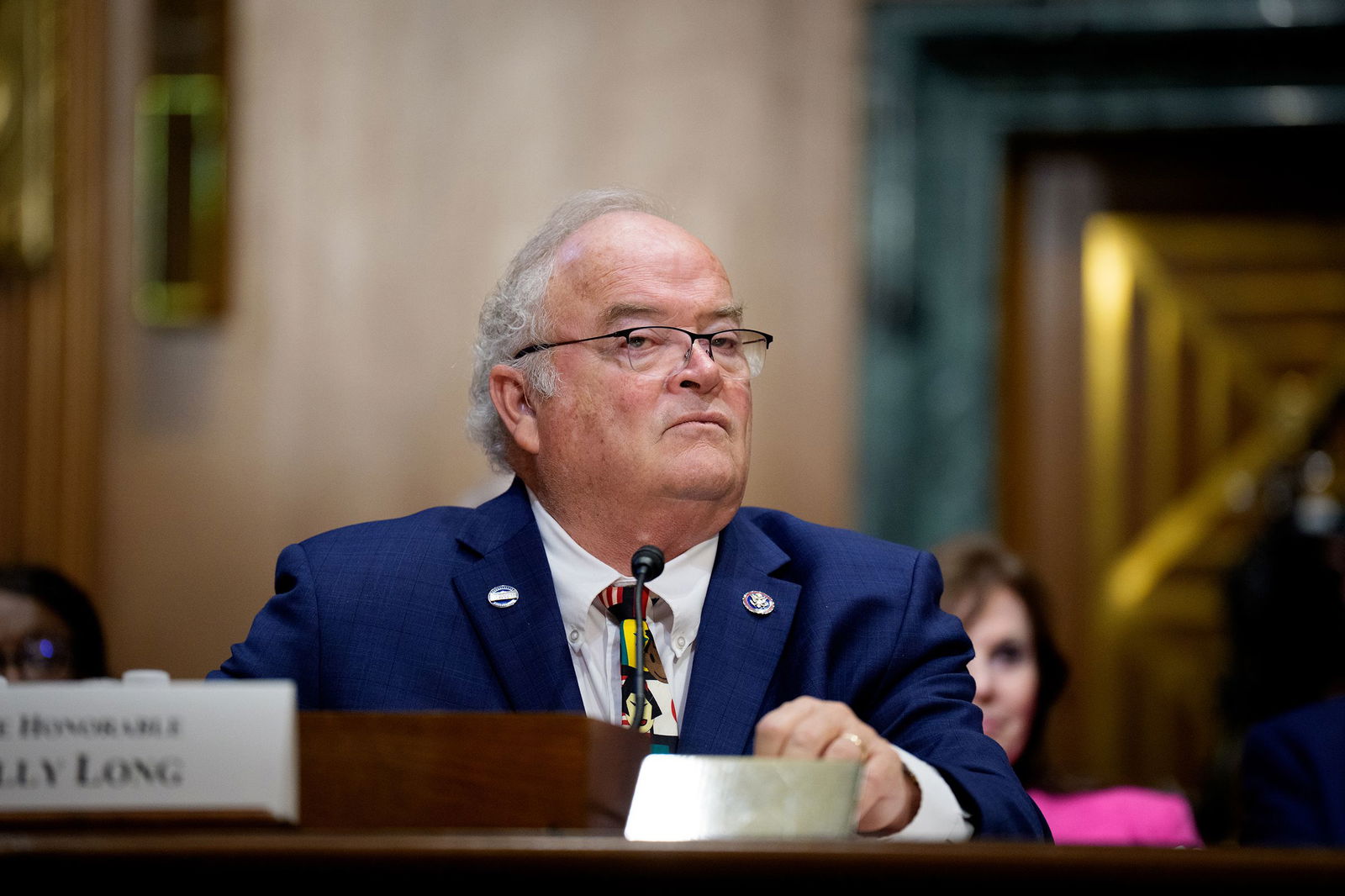 <i>Andrew Harnik/Getty Images via CNN Newsource</i><br/>Former Rep. Billy Long appears during a Senate Finance Committee nomination hearing on Capitol Hill on May 20 in Washington