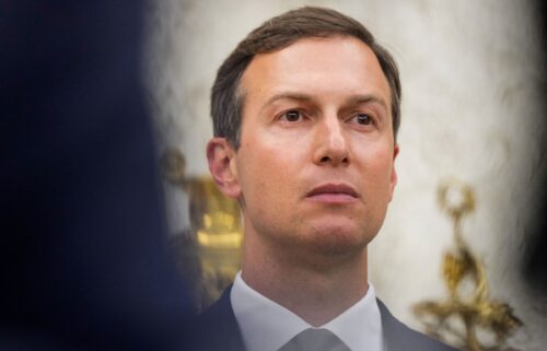 Jared Kushner looks on during a swearing-in ceremony of Special Envoy Steve Witkoff in the Oval Office at the White House on May 6.