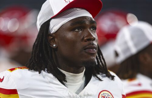 Rice looks on during a preseason game against the Jacksonville Jaguars on August 10.