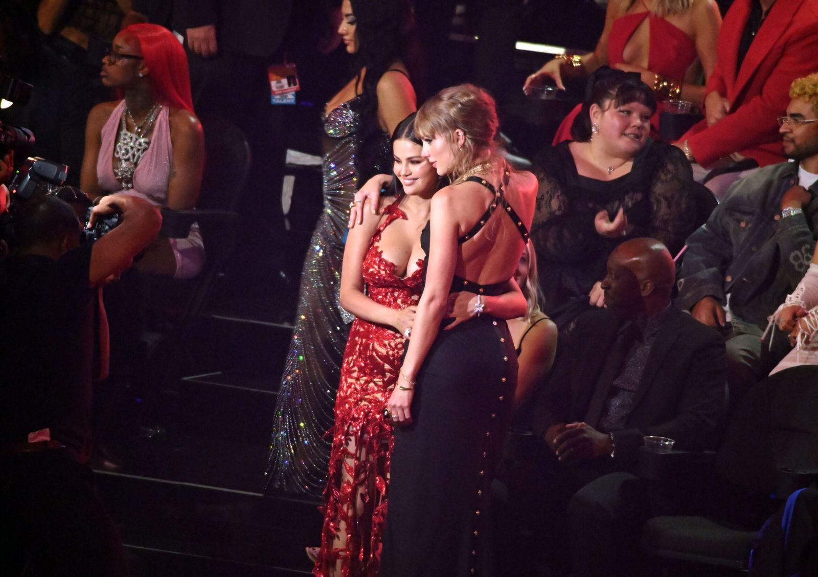 <i>Noam Galai/Getty Images via CNN Newsource</i><br/>Selena Gomez and Taylor Swift are pictured at the 2023 MTV Video Music Awards.