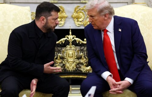 US President Donald Trump and Ukrainian President Volodymyr Zelenskiy meet at the Oval Office of the White House on August 18.