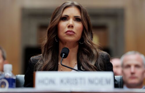 Homeland Security Secretary Kristi Noem speaks during a hearing with the Senate Committee on Homeland Security and Governmental Affairs on Capitol Hill on May 20.