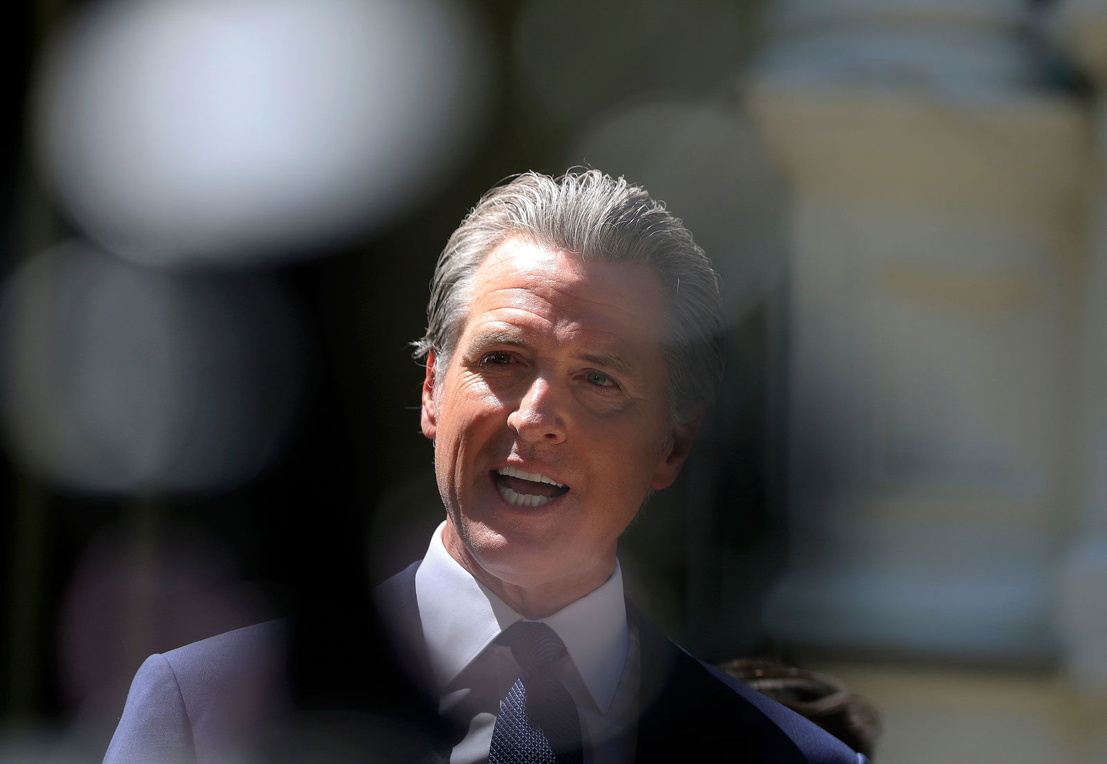 <i>Justin Sullivan/Getty Images/File via CNN Newsource</i><br/>California Gov. Gavin Newsom speaks during a news conference with Texas lawmakers at the Governor’s Mansion in Sacramento