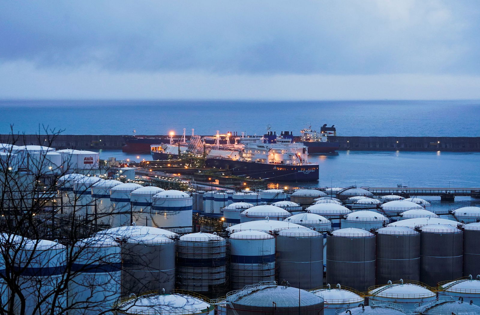 <i>Vincent West/Reuters via CNN Newsource</i><br/>A ship carrying Russian liquefied natural gas (LNG) unloads gas in the port of Bilbao
