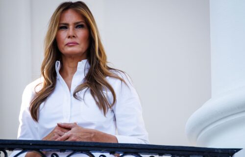 First lady Melania Trump listens as U.S. President Donald Trump (not pictured) delivers remarks during an Independence Day military family picnic on the South Lawn of the White House on July 4 in Washington