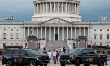 Immigration and Customs Enforcement (ICE) vehicles are parked at the US Capitol in Washington