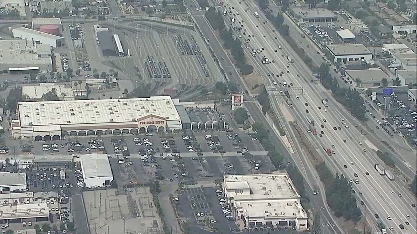 <i>KABC via CNN Newsource</i><br/>ICE agents conducted an operation on August 14 at this Los Angeles Home Depot.