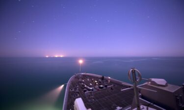 The USS New York anchored off the coast of Kuwait in February 27