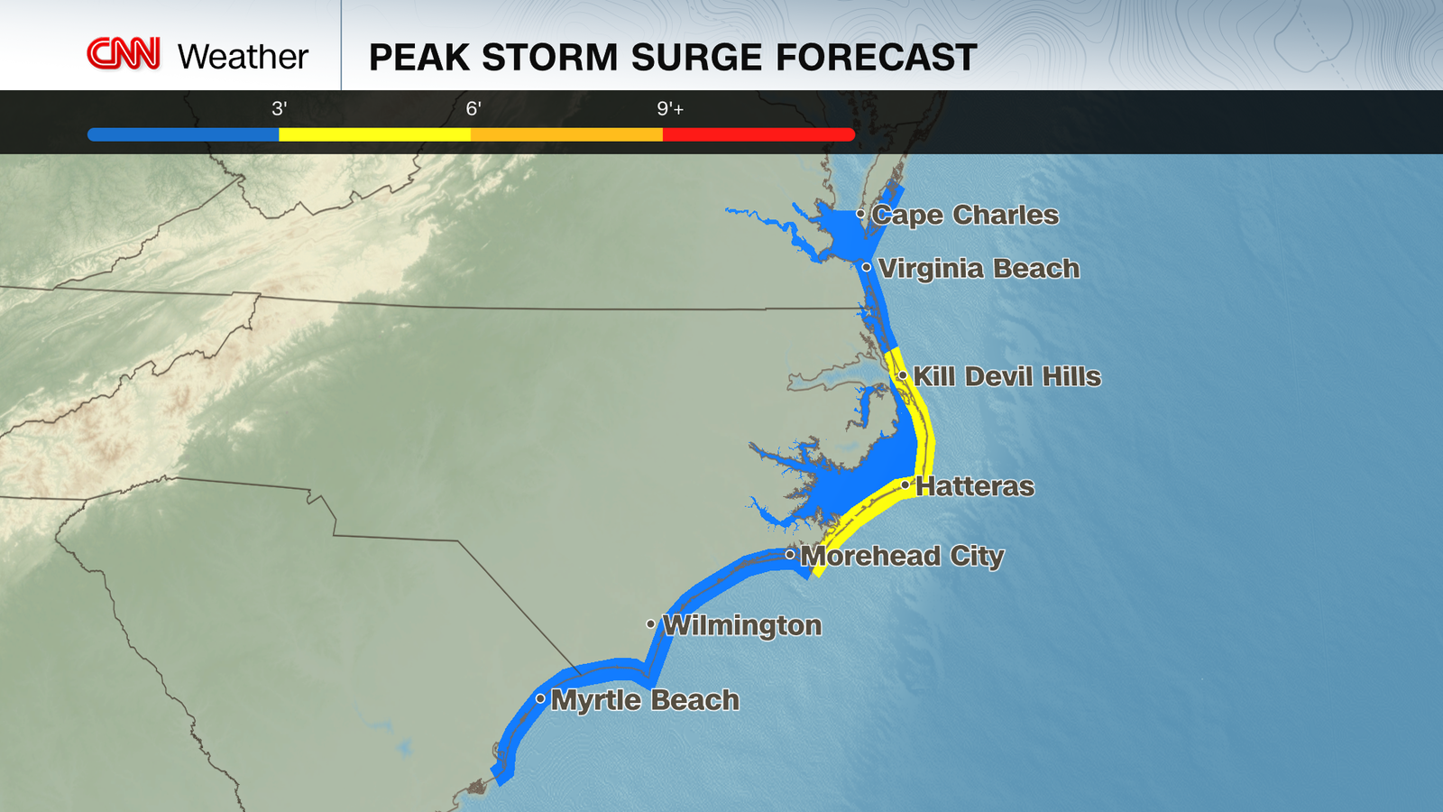 Erin’s winds could push up to 4 feet of storm surge onto the Outer Banks.