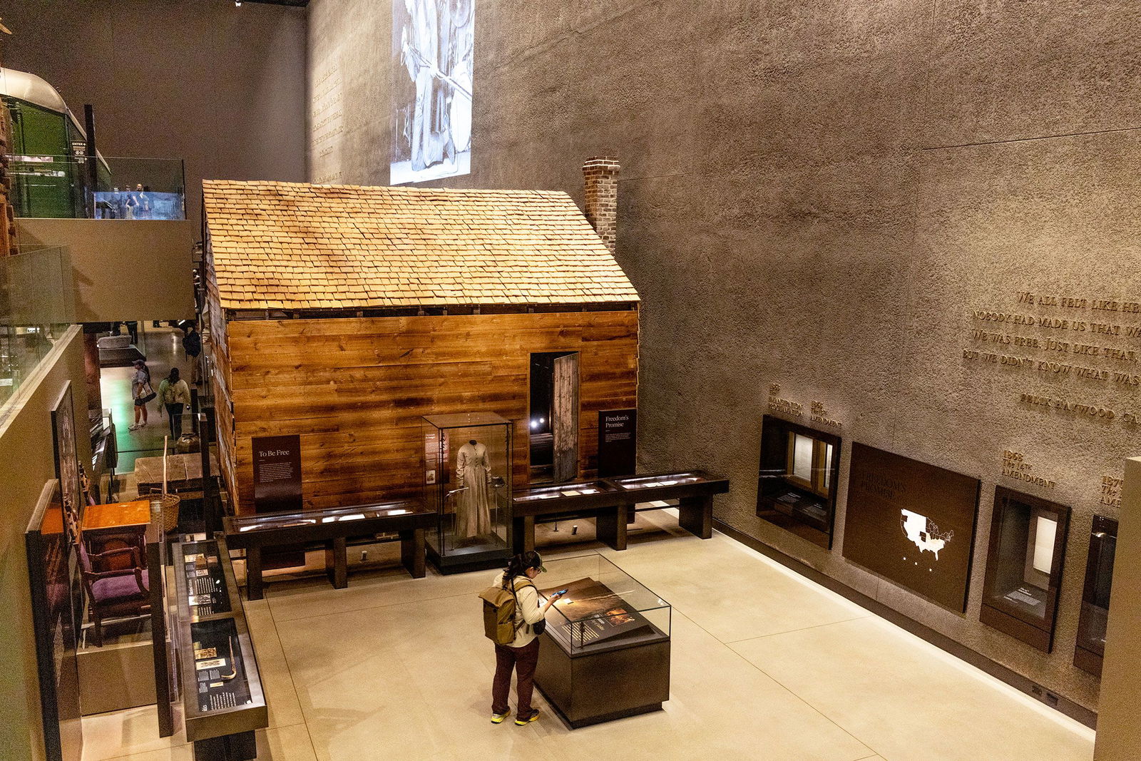 <i>Andrew Lichtenstein/Corbis/Getty Images/File via CNN Newsource</i><br/>An exhibit of a slave cabin is seen at the Smithsonian National Museum of African American History and Culture