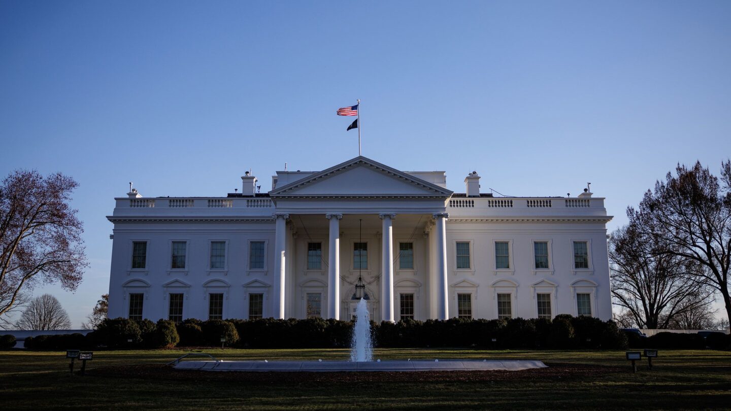 <i>Samuel Corum/Getty Images via CNN Newsource</i><br/>The White House is seen from the North Lawn on March 9