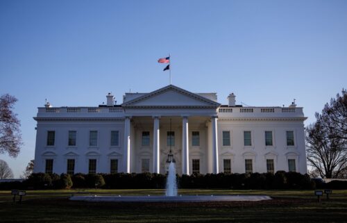 The White House is seen from the North Lawn on March 9