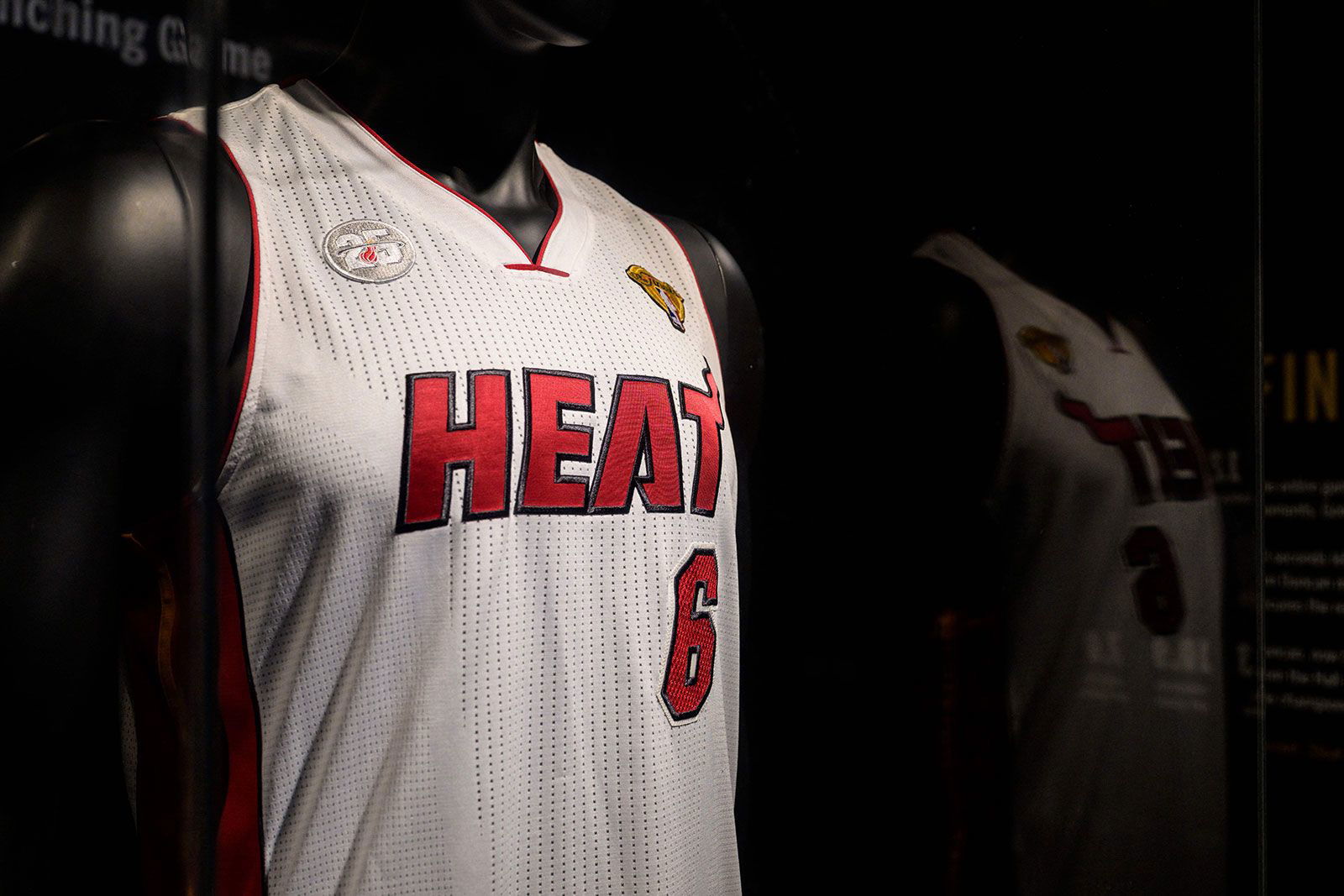 <i>Angela Weiss/AFP/Getty Images via CNN Newsource</i><br/>LeBron James' Miami Heat game-worn jersey from NBA finals game 7 victory in 2013 on display at Sotheby's auction House in January 2023 in New York.