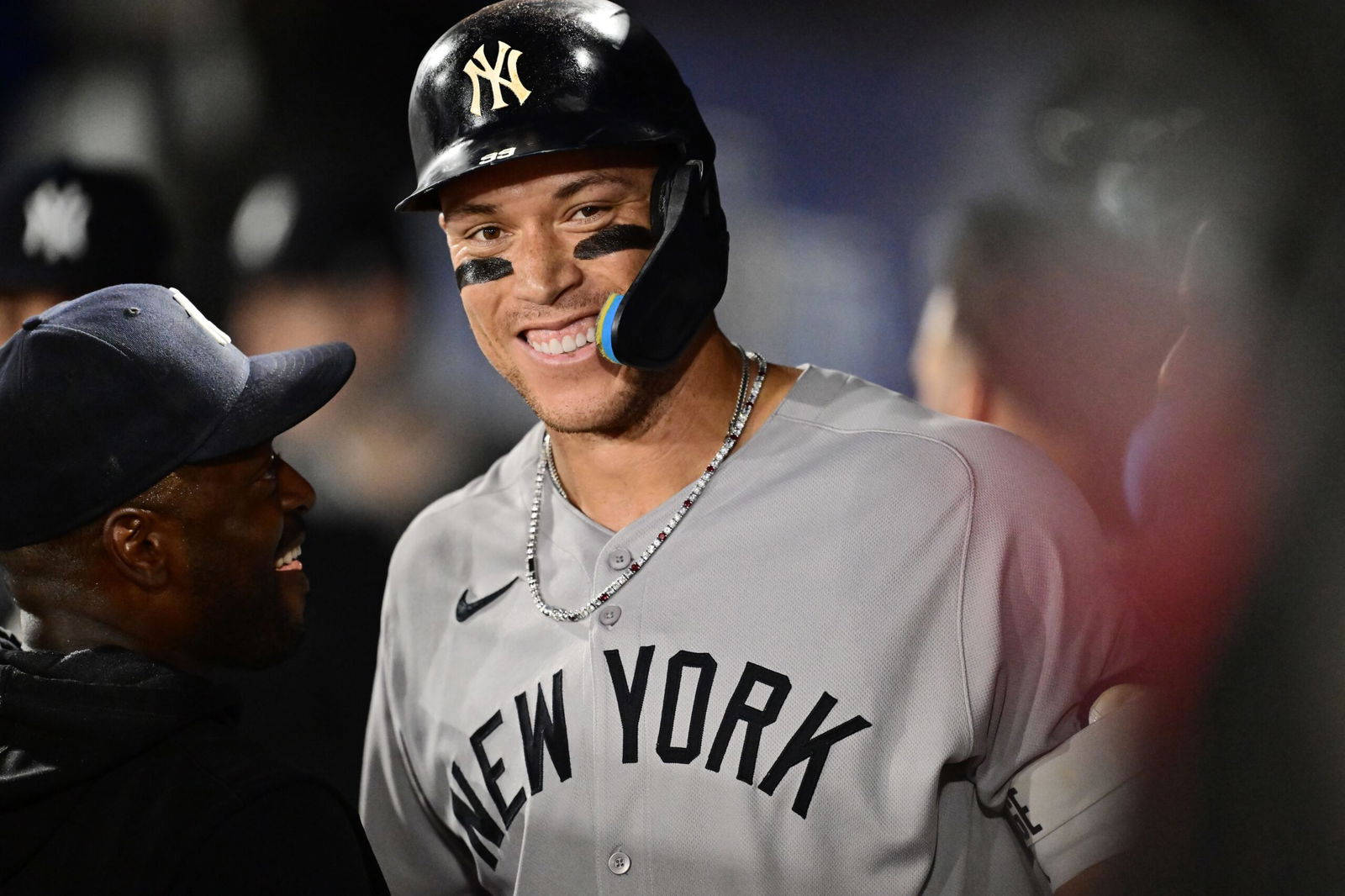 <i>Julio Aguilar/Getty Images via CNN Newsource</i><br/>Aaron Judge hit one of the Yankees' franchise record nine home runs.