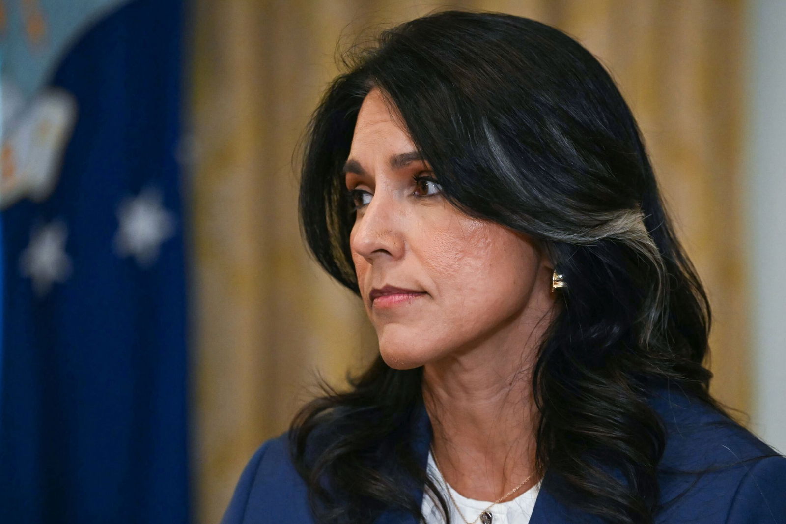 <i>Andrew Caballero-Reynolds/AFP/Getty Images via CNN Newsource</i><br/>Director of National Intelligence Tulsi Gabbard looks on during a cabinet meeting hosted by US President Donald Trump in the Cabinet Room of the White House in Washington