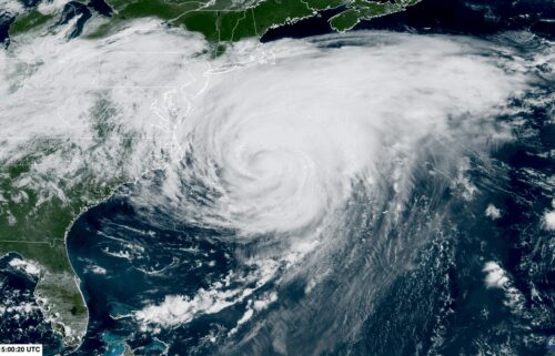 Hurricane Erin is pictured via satellite on August 21.