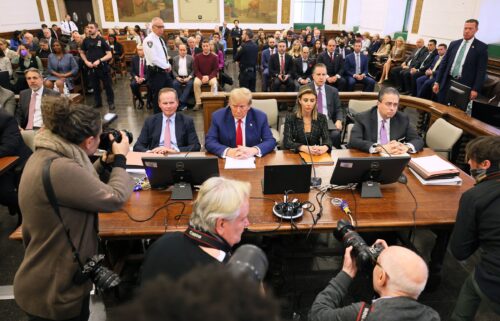 Donald Trump sits in New York State Supreme Court during his civil fraud trial on January 11