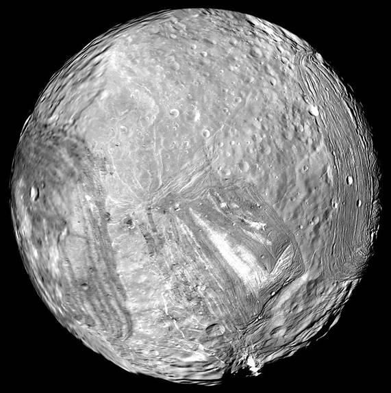 <i>NASA/JPL-Caltech via CNN Newsource</i><br/>Uranus' icy moon Miranda is seen in this image from Voyager 2 on January 24