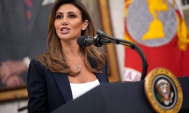Alina Habba delivers remarks before being sworn in as the interim US Attorney for New Jersey in the Oval Office of the White House on March 28.