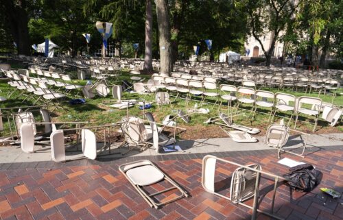 Police gather at Villanova University after an active shooter was reported August 21