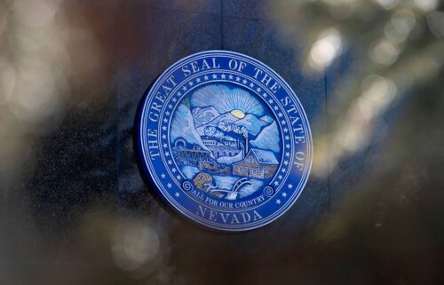 The Nevada state seal adorns the Nevada Legislature Building in Carson City in February 2023. Nevada state government agencies are experiencing a “network security incident.”