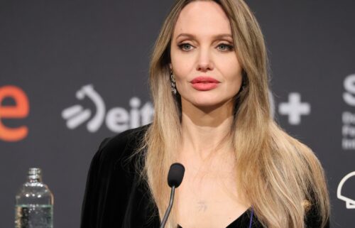 Angelina Jolie attends the "Couture" press conference during the 73rd San Sebastian International Film Festival on September 21.