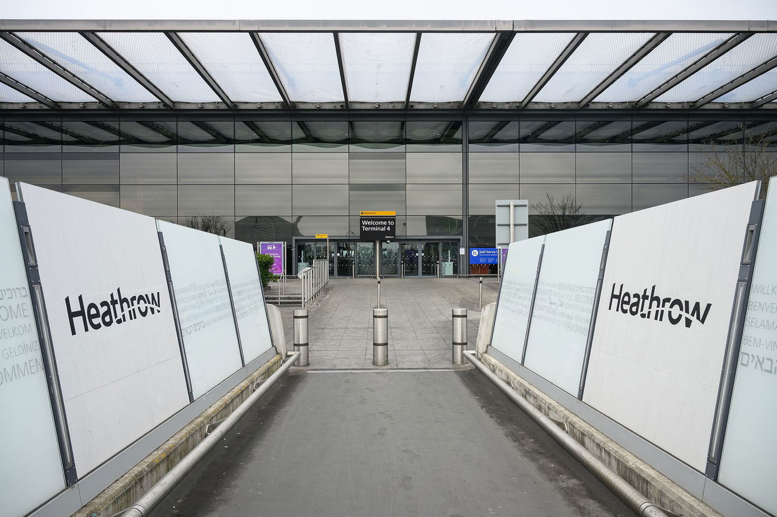 <i>Leon Neal/Getty Images/FILE via CNN Newsource</i><br/>A file photo shows the exterior of London Heathrow Airport of Terminal 4 in March.  London’s Heathrow airport has evacuated the check-in area of one of its terminals.