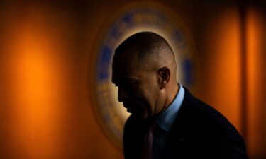 House Minority Leader Hakeem Jeffries departs a news conference on Capitol Hill on September 10.
