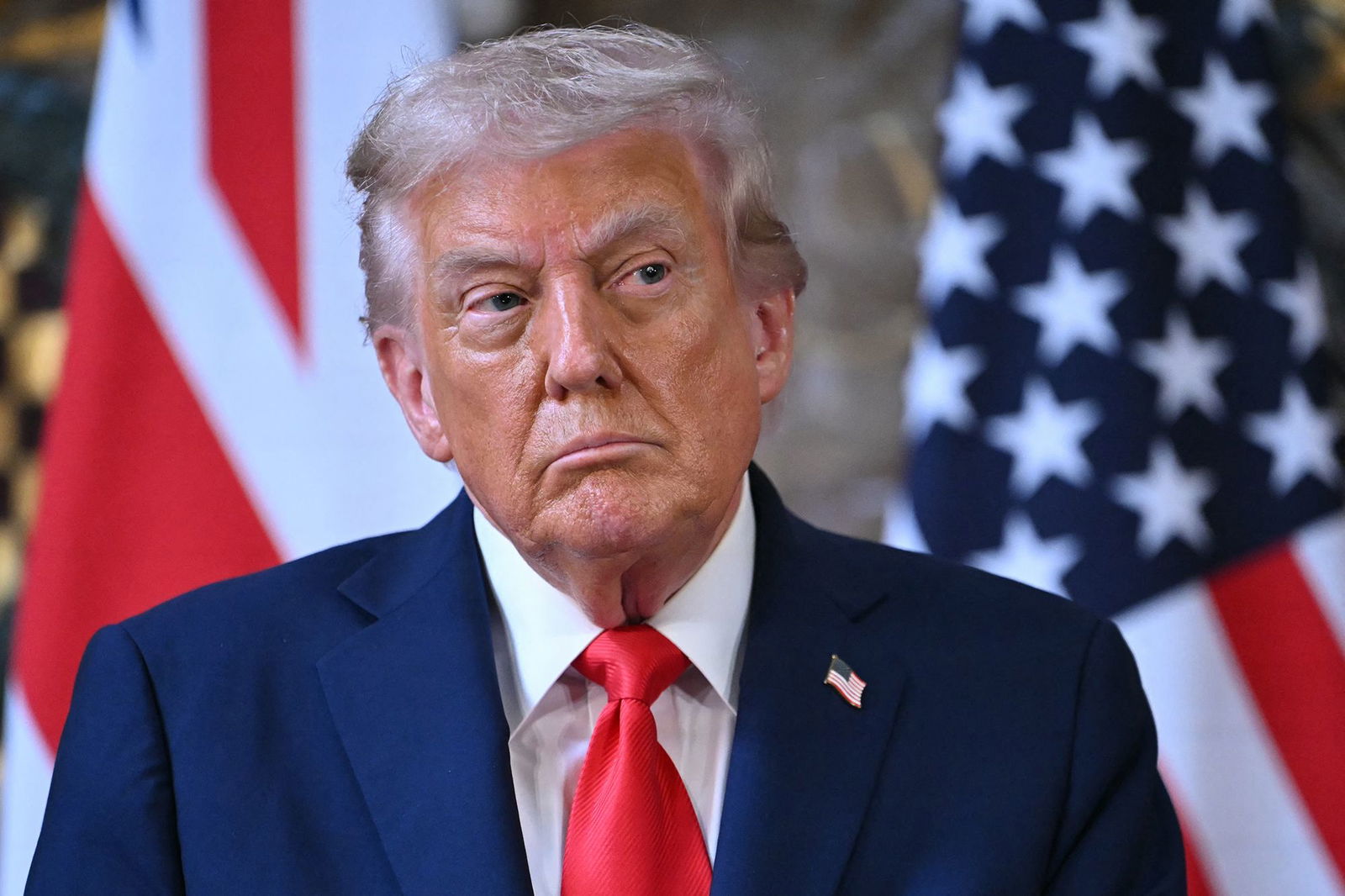 <i>AFP/Getty Images via CNN Newsource</i><br/>President Donald Trump attends a joint press conference with Britain's Prime Minister Keir Starmer following their meeting at Chequers