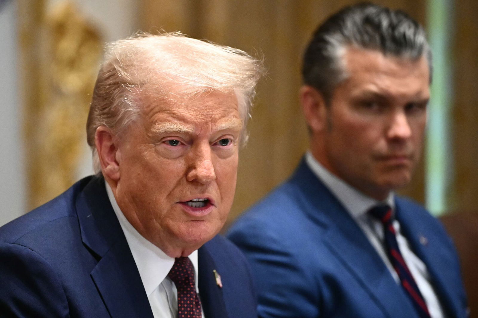<i>Mandel Ngan/AFP/Getty Images via CNN Newsource</i><br/>President Donald Trump speaks during a cabinet meeting