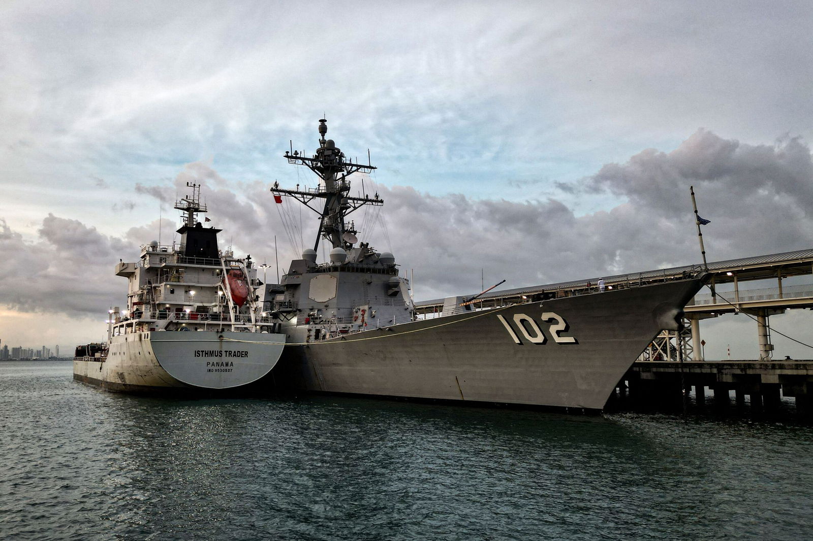 <i>Martin Bernetti/AFP/Getty Images via CNN Newsource</i><br/>The US Navy warship USS Sampson docks in Panama City on August 30