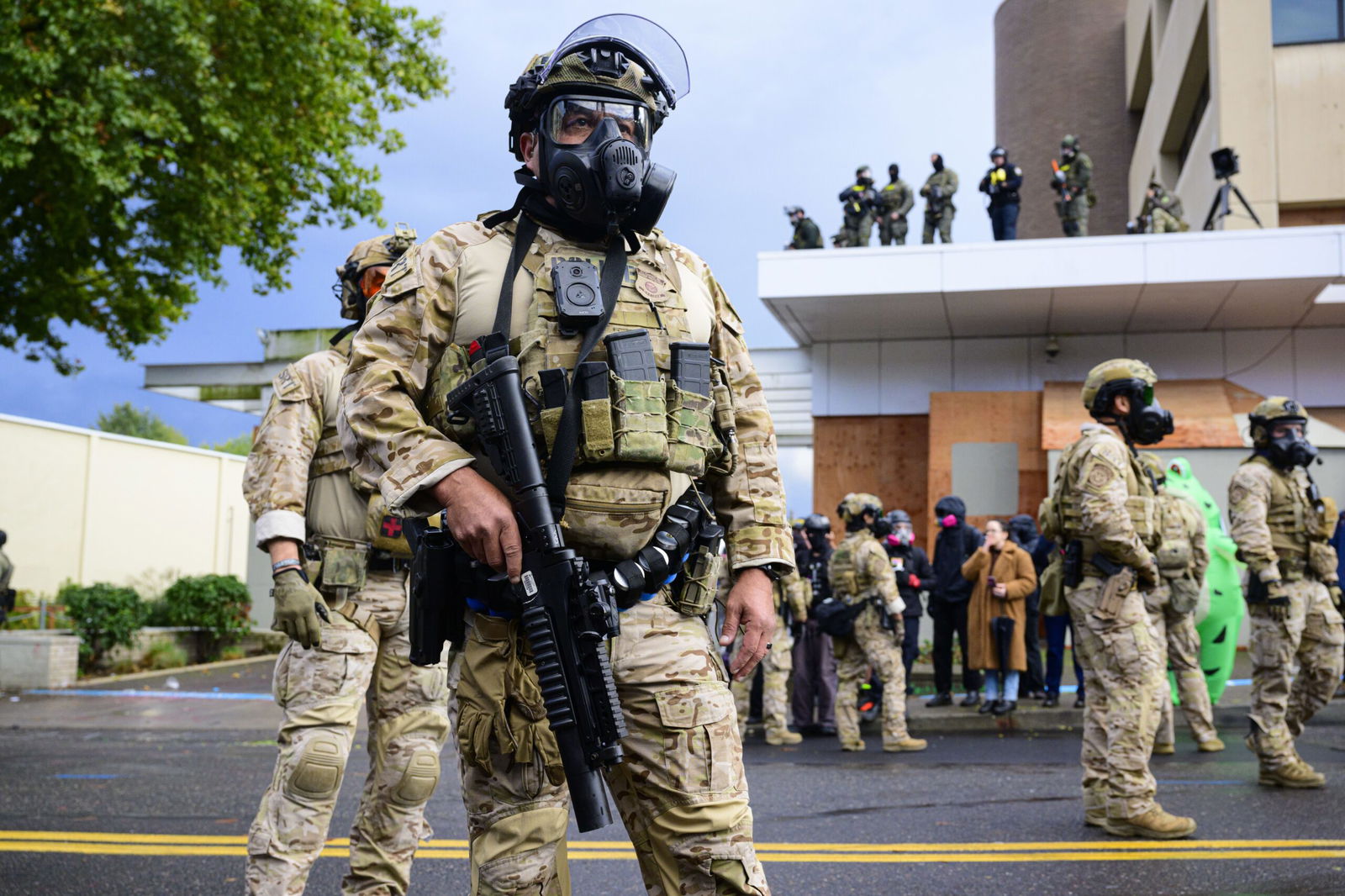 <i>Karen Pulfer Focht/Reuters via CNN Newsource</i><br/>US Army National Guard members assist the Memphis Police Department in the entertainment district