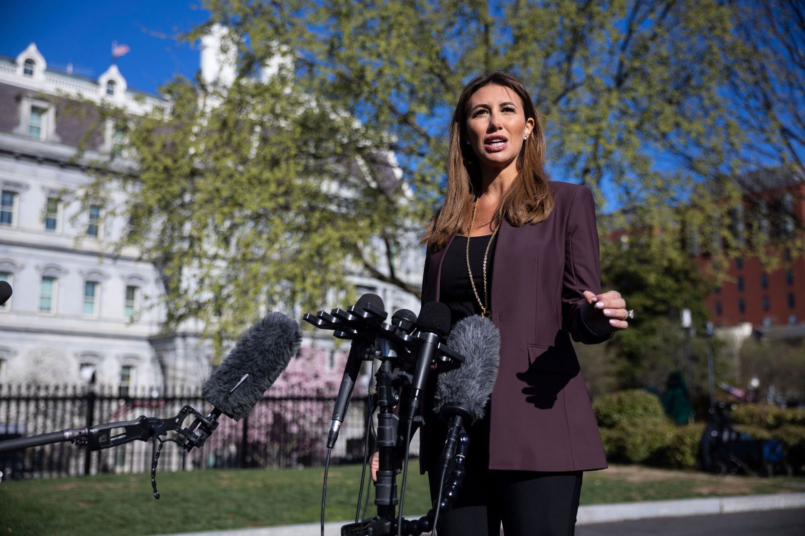 <i>Francis Chung/Politico/AP via CNN Newsource</i><br/>Alina Habba is pictured at the White House on March 26.
