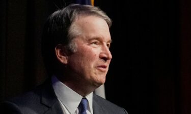 Justice Brett Kavanaugh responds to a question during a lecture at McLennan Community College in Waco