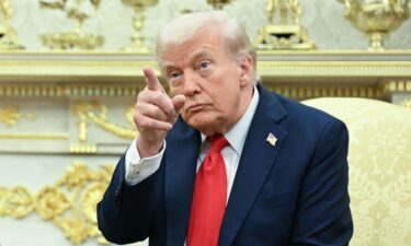 President Donald Trump fields a question from a reporter as he meets with Finnish President Alexander Stubb in the Oval Office of the White House on October 9.