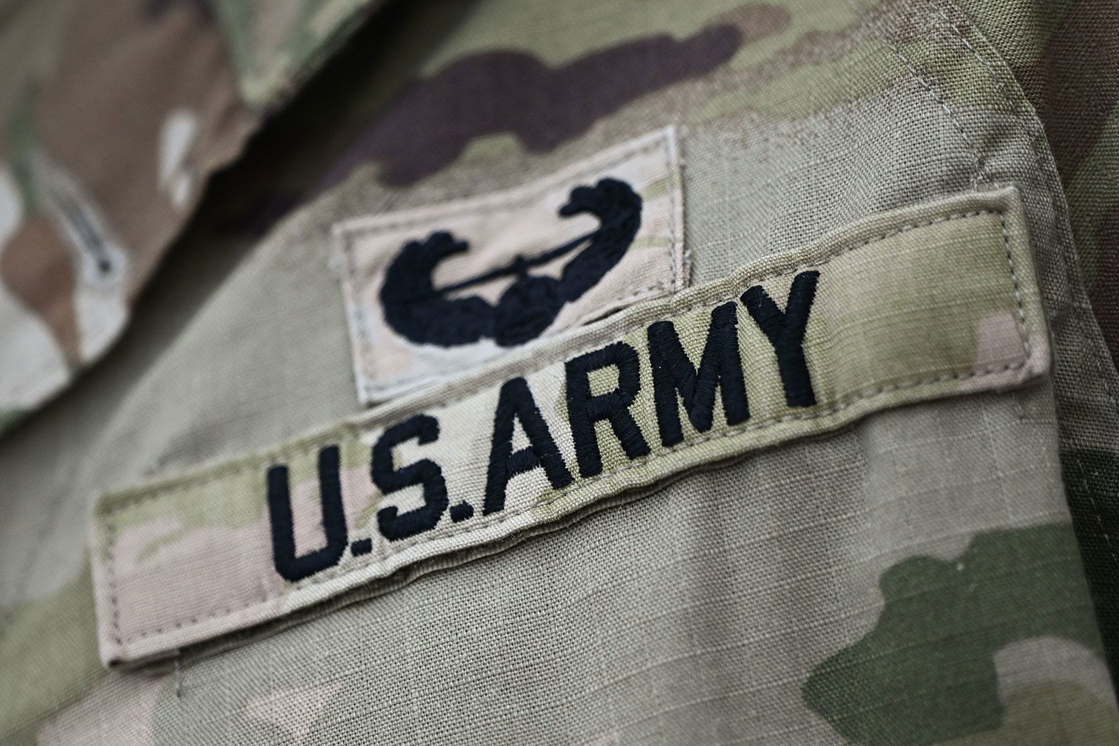<i>Artur Widak/NurPhoto/Getty Images/File via CNN Newsource</i><br/>A US Army patch on the sleeve of an American soldier participating in the celebrations of Land Forces Day in Krakow