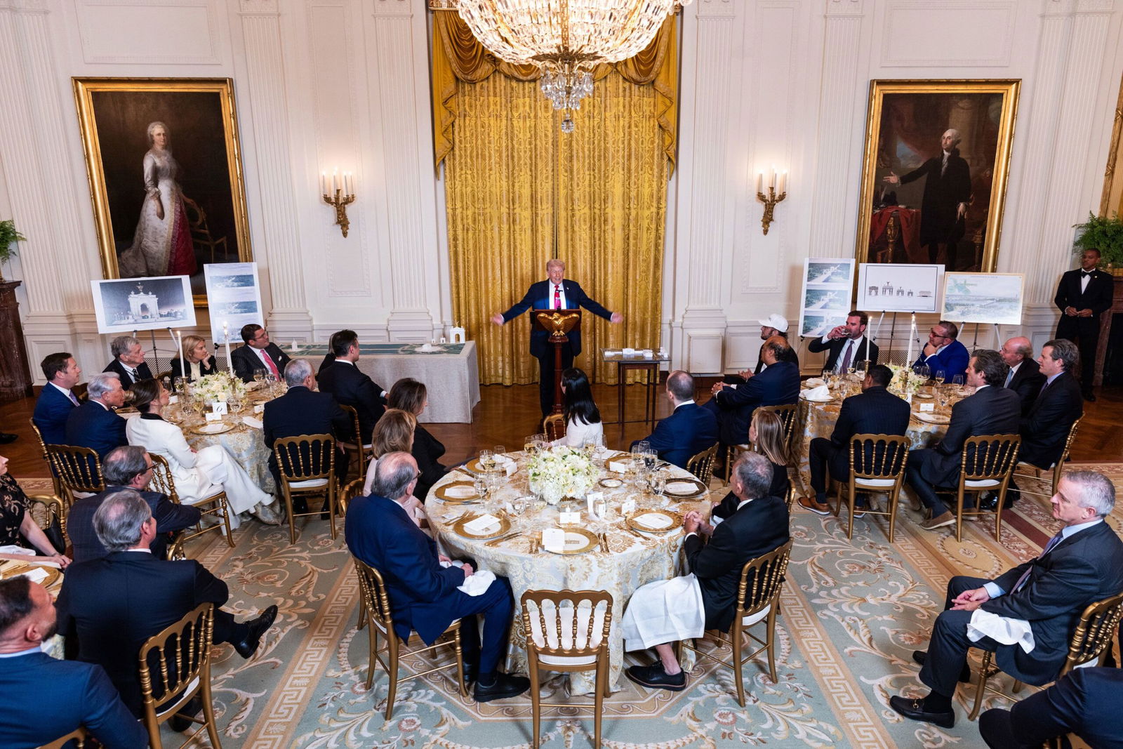 <i>Jim Lo Scalzo/EPA/Bloomberg/Getty Images via CNN Newsource</i><br/>US President Donald Trump speaks during a dinner in the East Room of the White House in Washington