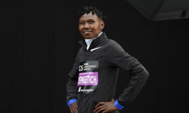 Kenya's Ruth Chepngetich prepares to race in the 2024 London Marathon.