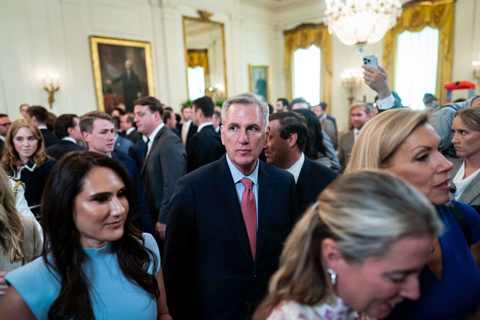<i>Al Drago/Bloomberg/Getty Images/File via CNN Newsource</i><br/>Kevin McCarthy attends a ceremony in the East Room of the White House on July 18