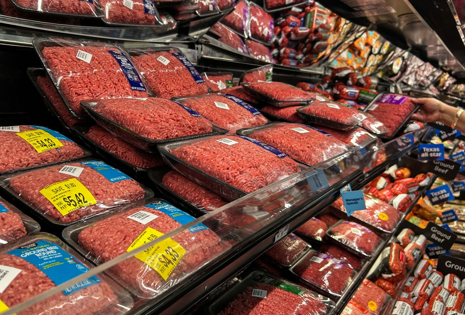 <i>Ronaldo Schemidt/AFP/Getty Images via CNN Newsource</i><br/>Packages of ground beef are pictured at a supermarket in Houston on September 26.