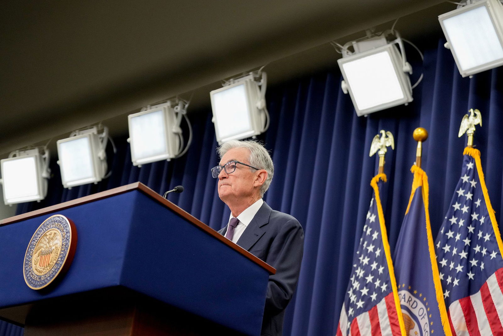 Federal Reserve Chair Jerome Powell at a news conference in Washington