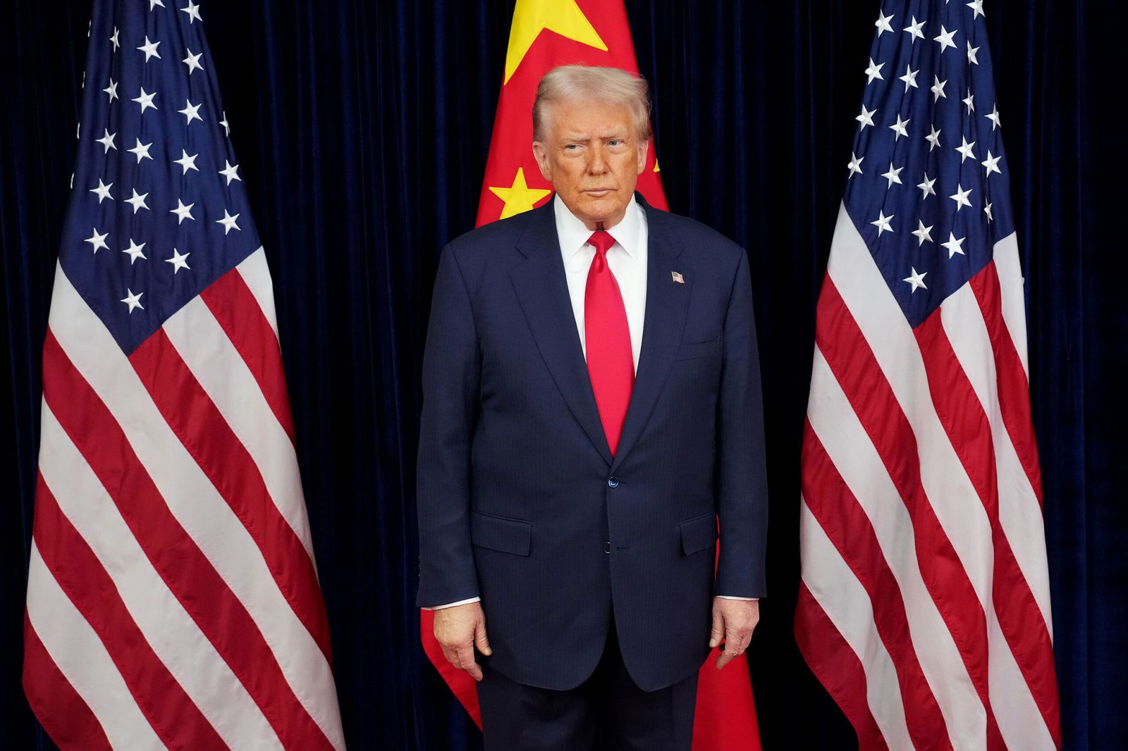 <i>Andrew Harnik/Getty Images/File via CNN Newsource</i><br/>US President Donald Trump prepares to greet Chinese President Xi Jinping ahead of a bilateral meeting at Gimhae Air Base in Busan