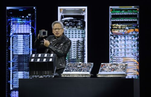 Nvidia CEO Jensen Huang delivers the keynote address during the Nvidia GTC on March 18 in San Jose