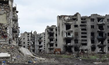 A view of a ruined and abandoned town in the Donetsk region