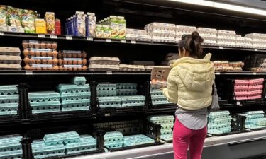 Boxes of eggs are seen at a Walmart supermarket in Houston