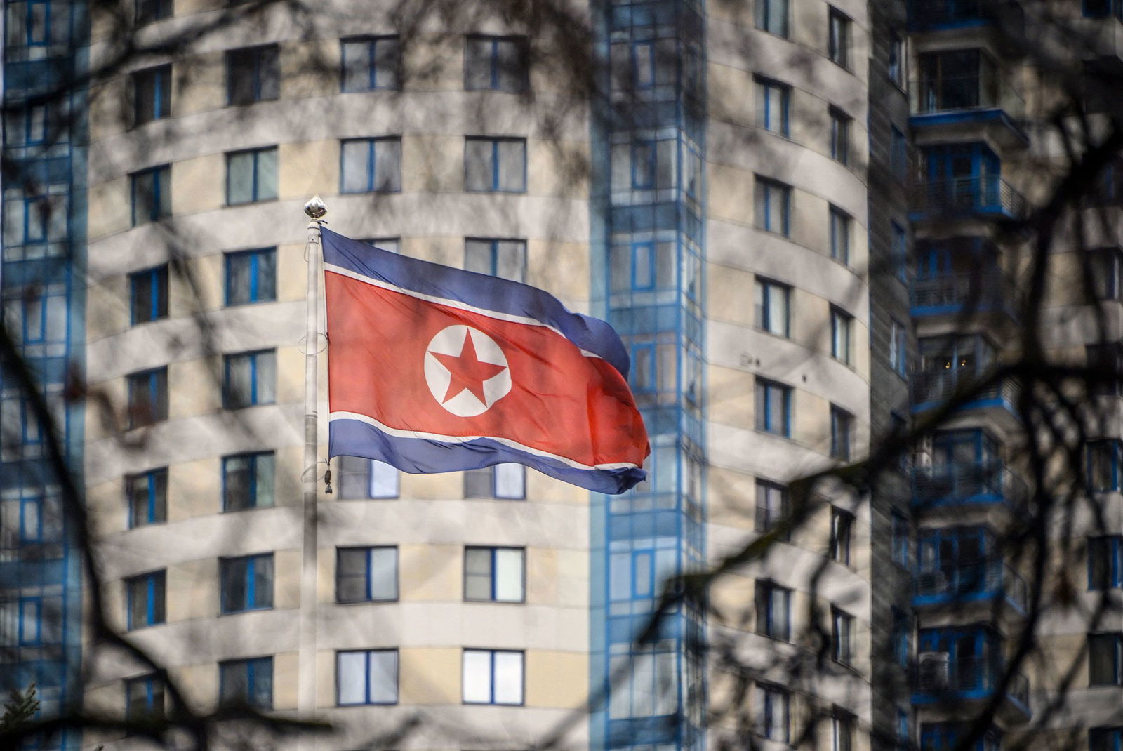 <i>Alexander Nemenov/AFP/Getty Images/File via CNN Newsource</i><br/>A North Korean flag flies over its embassy in Moscow in October 2024.