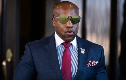 Rep. Wesley Hunt departs after speaking during the first day of the 2024 Republican National Convention in Milwaukee