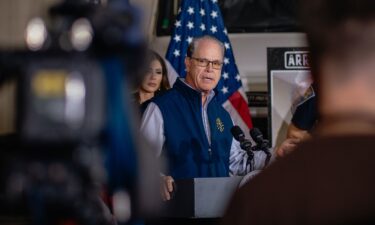 Indiana Gov. Mike Braun speaks during a press conference in Gary