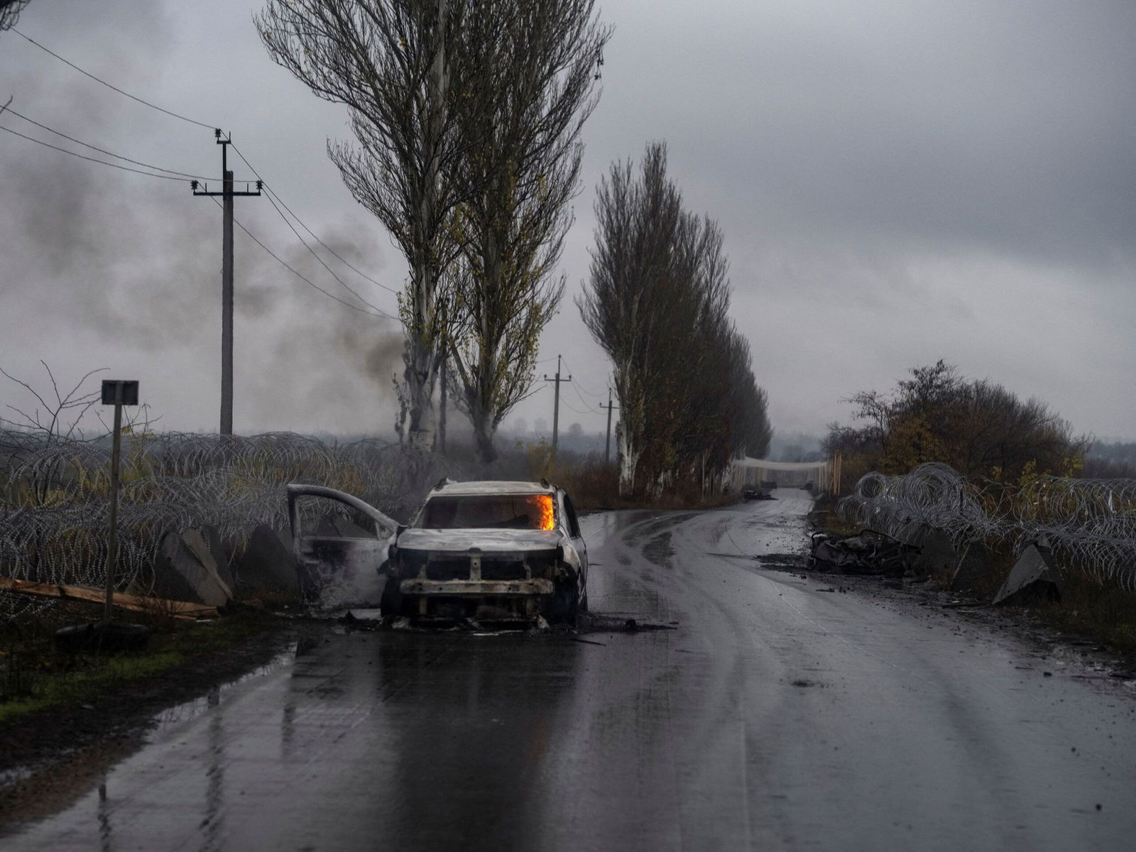 <i>Jose Colon/Anadolu/Getty Images via CNN Newsource</i><br/>A resident is inspecting the damage after a Russian drone attack in Kramatorsk